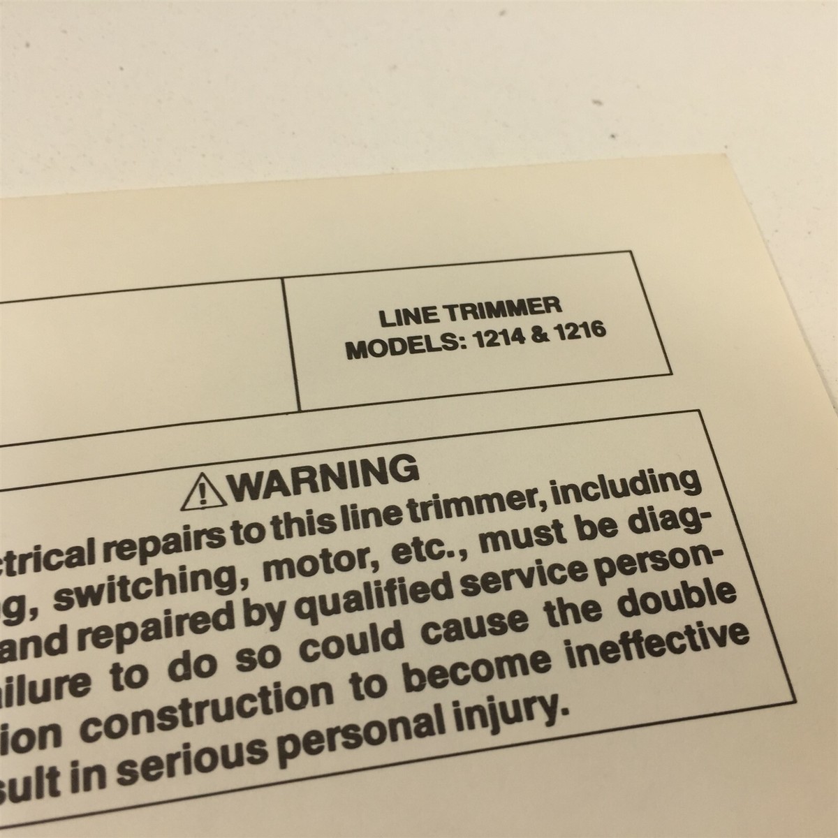 1985 Weed Eater Model 1214 1216 Line Trimmer Parts List 66668 12/1