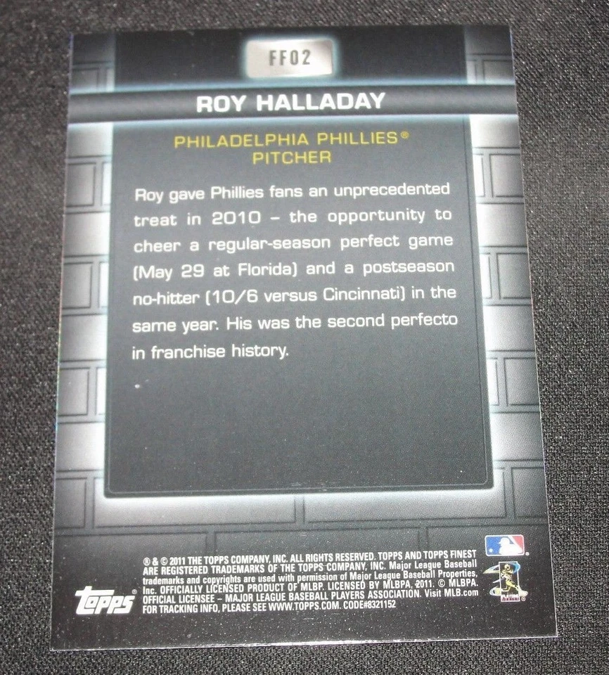 2011 Finest ROY HALLADAY Foundation #FF02 Orange Refractor Philadelphia PHILLIES - Image 2 of 2