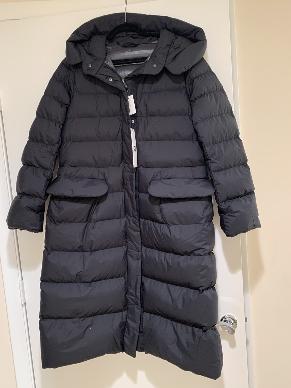 Uniqlo J+ Jil Sander XL Ultra Light Down Women's Hooded Long Coat Black image 3