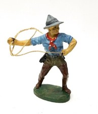 Vintage Elastolin Germany cowboy WITH LASSO 7cm Composition