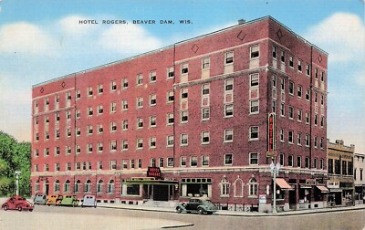 #ad Beaver Dam WI Wisconsin Hotel The Rogers now Apartments 1930s Vtg Postcard D53 $3.95