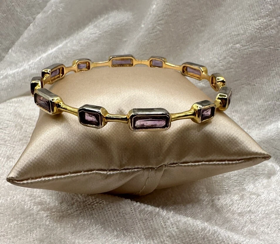 BRAZALETE BRAZALETE AMATISTA LAVANDA IMITACIÓN TONO ORO ROSA FIRMADO GRAZIANO Foto 4 de 4