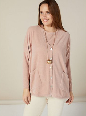 WynneLounge Easy Fit Cozy Comfort Cardigan Winkeltaschen Rose 3XL MarlaWynne