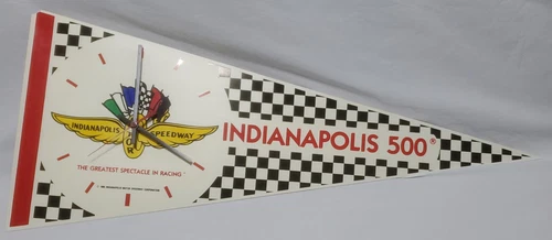 Extremely RARE! Indianapolis 500 Plastic Pennant Flag w/ Clock (not working)