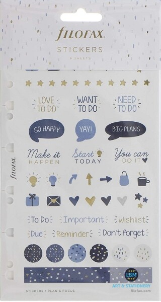 Filofax Indigo Assorted Stickers (Personal A5) Multifit Refill 132761