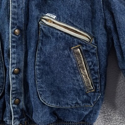 Vtg 80s GUESS Marty McFly Jacket Medium Denim Leather Jean Vtg 80s GUESS Marty McFly Jacket Medium Denim Leather Jean