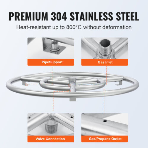 VEVOR 18 inch Round Drop-in Fire Pit Pan Stainless Steel Fire Pit Burner Kit - Picture 3 of 12