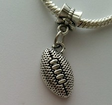 Football Ball Sport Dangle Bead fits Silver European Charm Bracelets Necklace