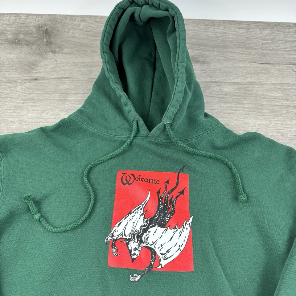 Welcome Unholy Diver Skate Sudadera con Capucha Verde Para Hombre Grande Desgastada Desteñida Sudadera Foto 3 de 4