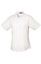 Premier Womens Short Sleeve Poplin Blouse Formal Easy Care Shirt Staff Work Wear
