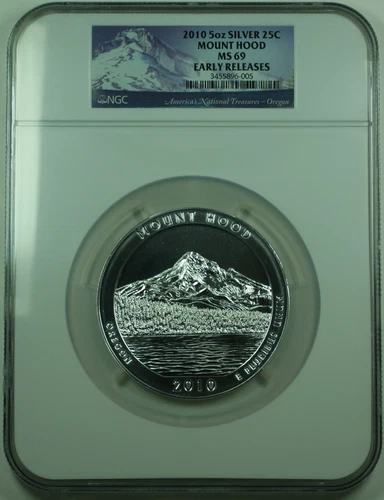 2010 Mount Hood Oregon State 25c Quarter 5 Oz Silver Coin NGC MS-69 Early R