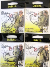 Four (4) Packs Daiichi D39Z Fat Gap Worm Tube Fish Hook Size 4/0