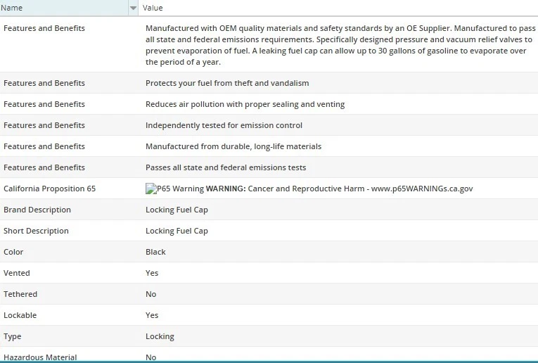 Tapa del tanque de combustible MotoRad MGC92 para Cadillac serie 62 1959-1963 V8-6,4 L Foto 2 de 4