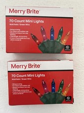 Merry Brite 70 Count Multi Bulb Green Wire Mini Christmas Lights Set of 2