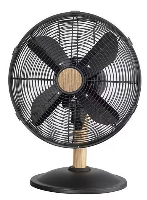 Ventilateur d.30cm métal et bois noble finition rétro vintage
