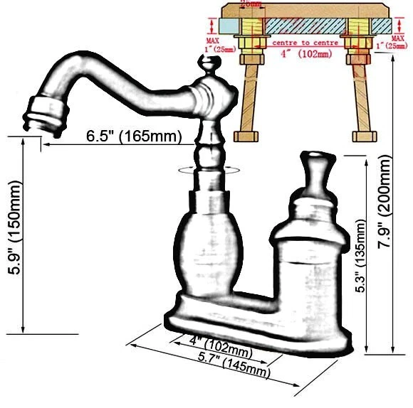 Polished Chrome 4" Centerset Two Holes Bathroom Kitchen Faucet Mixer Tap fsf840 - Image 3 of 4