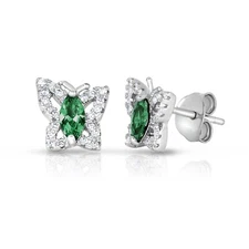 925 Sterling Silver Marquise Birthstone CZ Butterfly Ear Post Stud Earrings