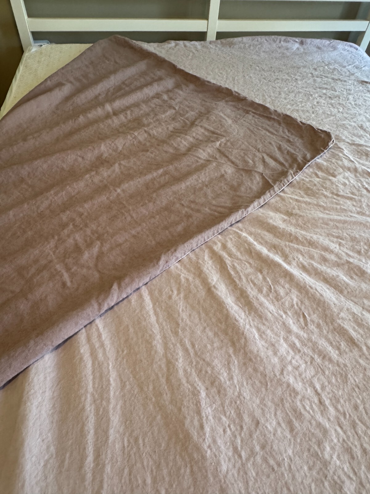 Zara Home Linen Reversible Purple Lavender Duvet Cover 102.5" x 86.5" Portugal