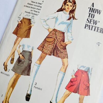 Simplicity 8418 Vintage Culottes & Skirt Pattern Waist 25.5 | eBay