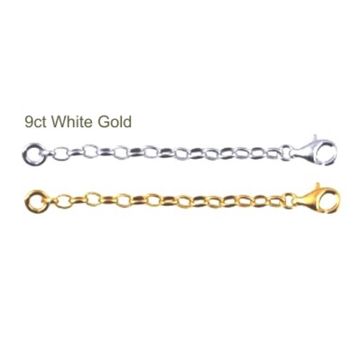 9ct White Gold extender Chain strong solid oval Belcher BO1 QUALITY secure clasp
