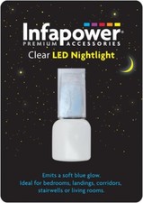 Infapower F025 Clear LED Nightlight That Emits Soft Blue Glow Mains Powered New