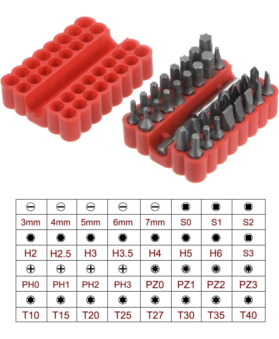 33pcs Screwdriver Bit Set Hex Head Drill Bit Collection with 1/4 Extender