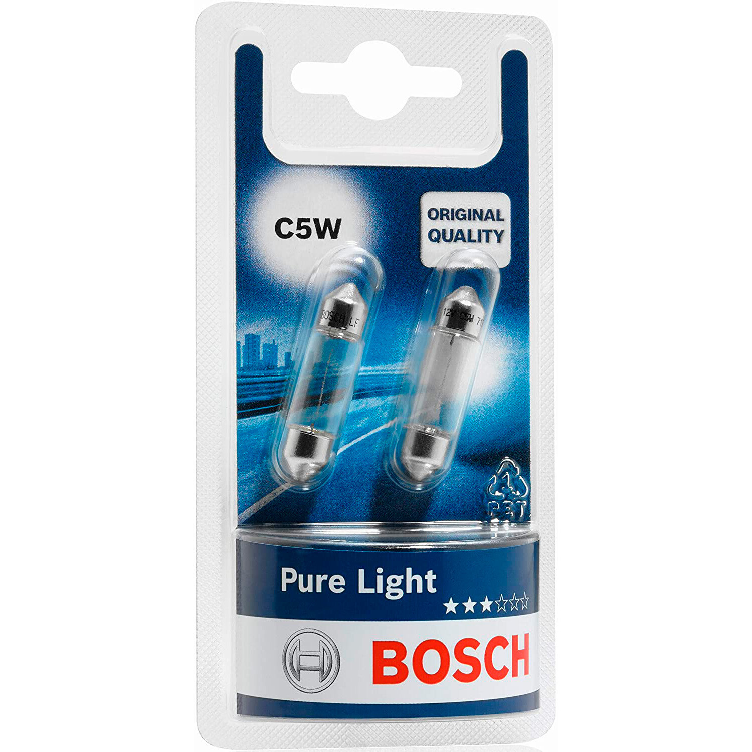 Lampadine Auto Bosch C5W 12V 5W Pure Light Luce Targa Lampada Auto 2 Pezzi