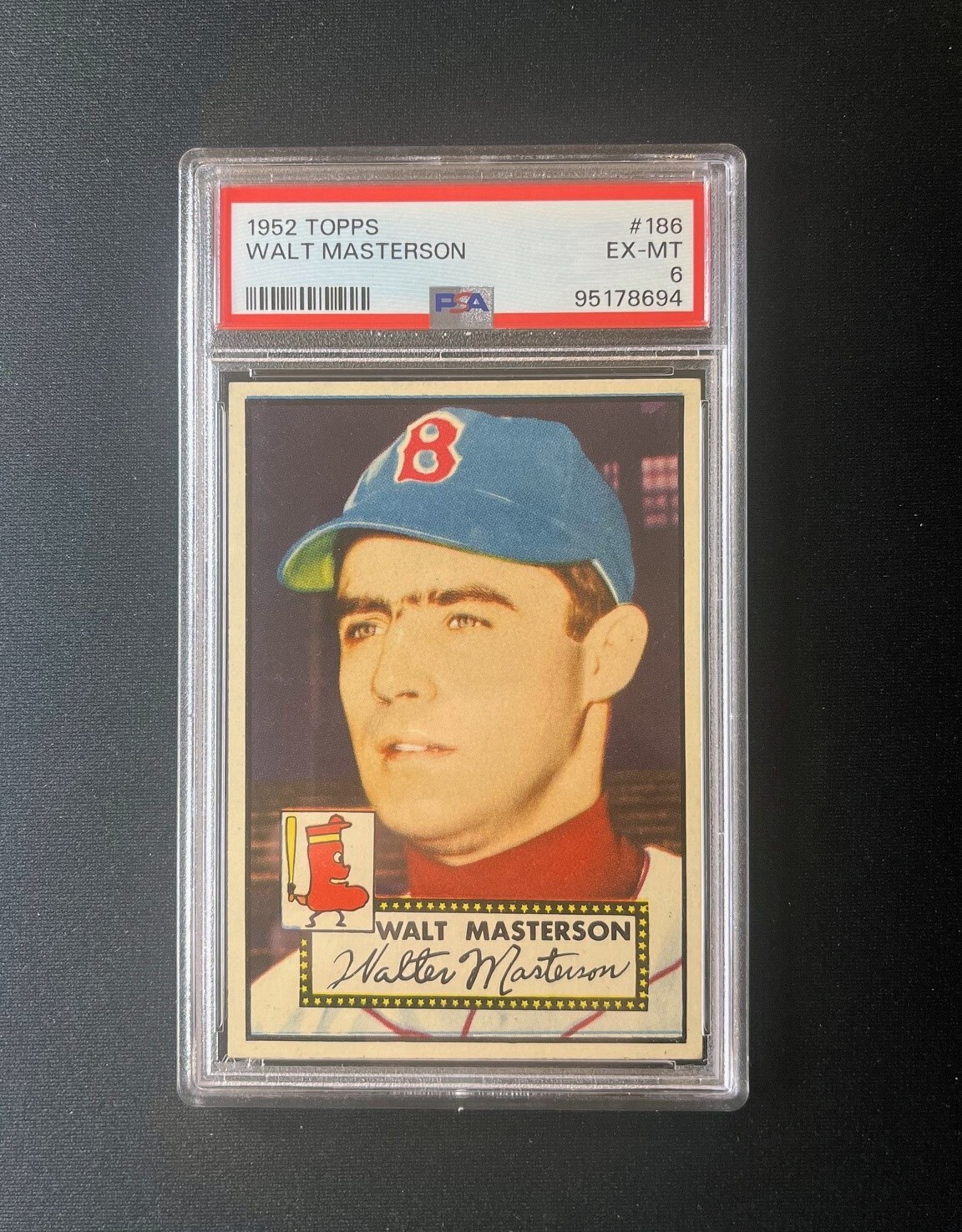 1952 Topps - Walt Masterson #186 White Back - PSA 6 - DEAD CENTER - NEWLY GRADED
