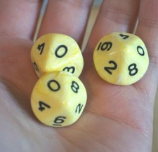 D D Game 3 Chessex OOP Yellow White Swirl Vortex Black d10 Polyhedral Dice Set