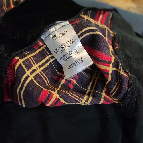 NEW Cousin Earl Oversized S/M Flutter Top Velvet Bottom Plaid Silk Blend Blouse - Picture 5 of 5