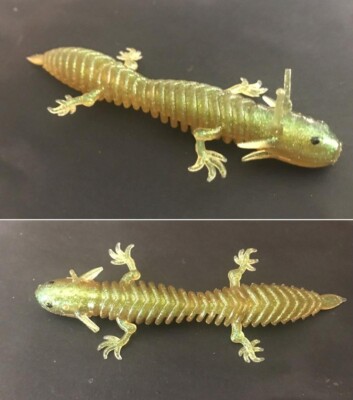 Aluminum fishing soft bait mold - 3.25'' x 1 cavity ribbed salamander mold