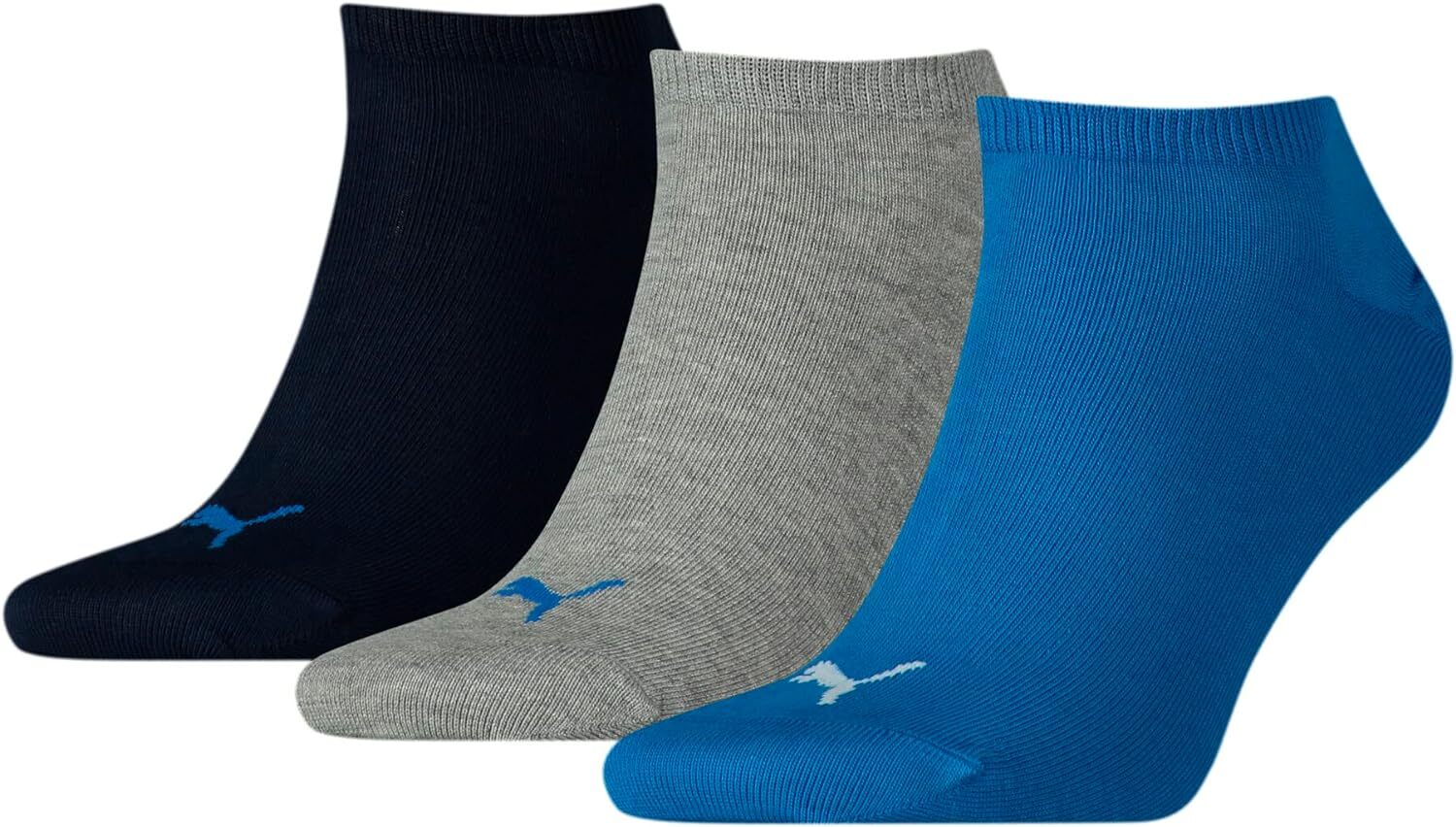 PUMA Sneaker Calzini (Pacco da 3) Unisex-Adulto Blu/Grigio Melange 39-42