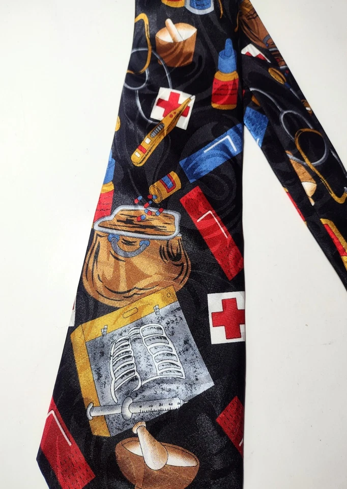 Steven Harris Medical Supplies Satin Tie Vintage Textured Swirl Design Doctor - Imagem 2 de 4