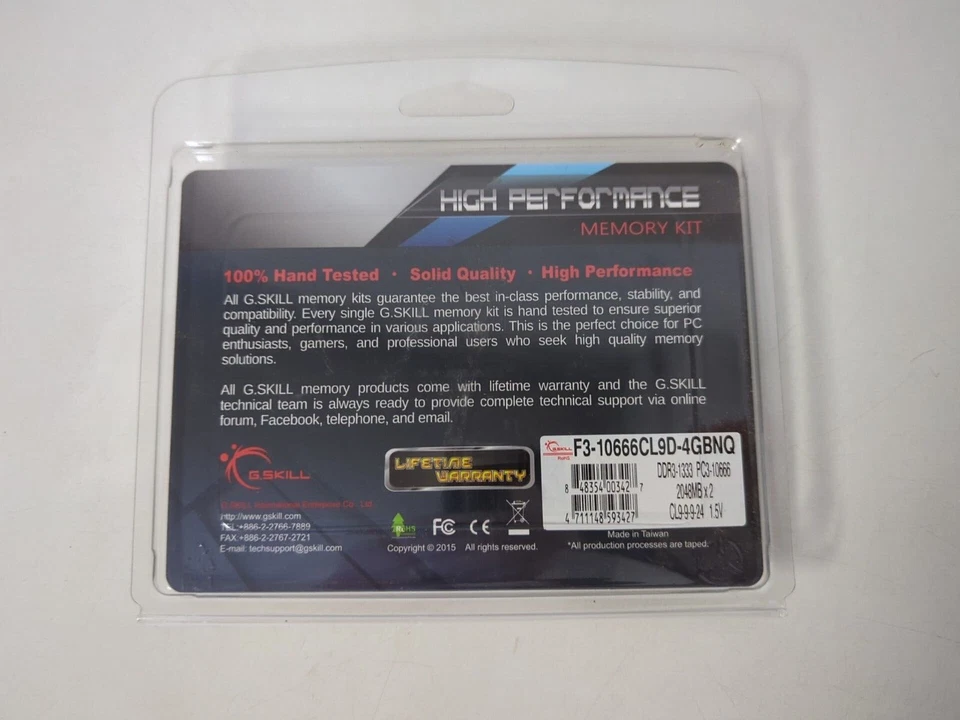 G.SKILL HIGH PERFORMANCE MEMORY KIT  F3-10666CL9D-4GBNQ - Image 3 of 4
