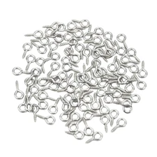 100/200PCS Mini Screw Eye Pin 8x4mm, 304 Stainless Steel, Mini Eye Hooks for DIY