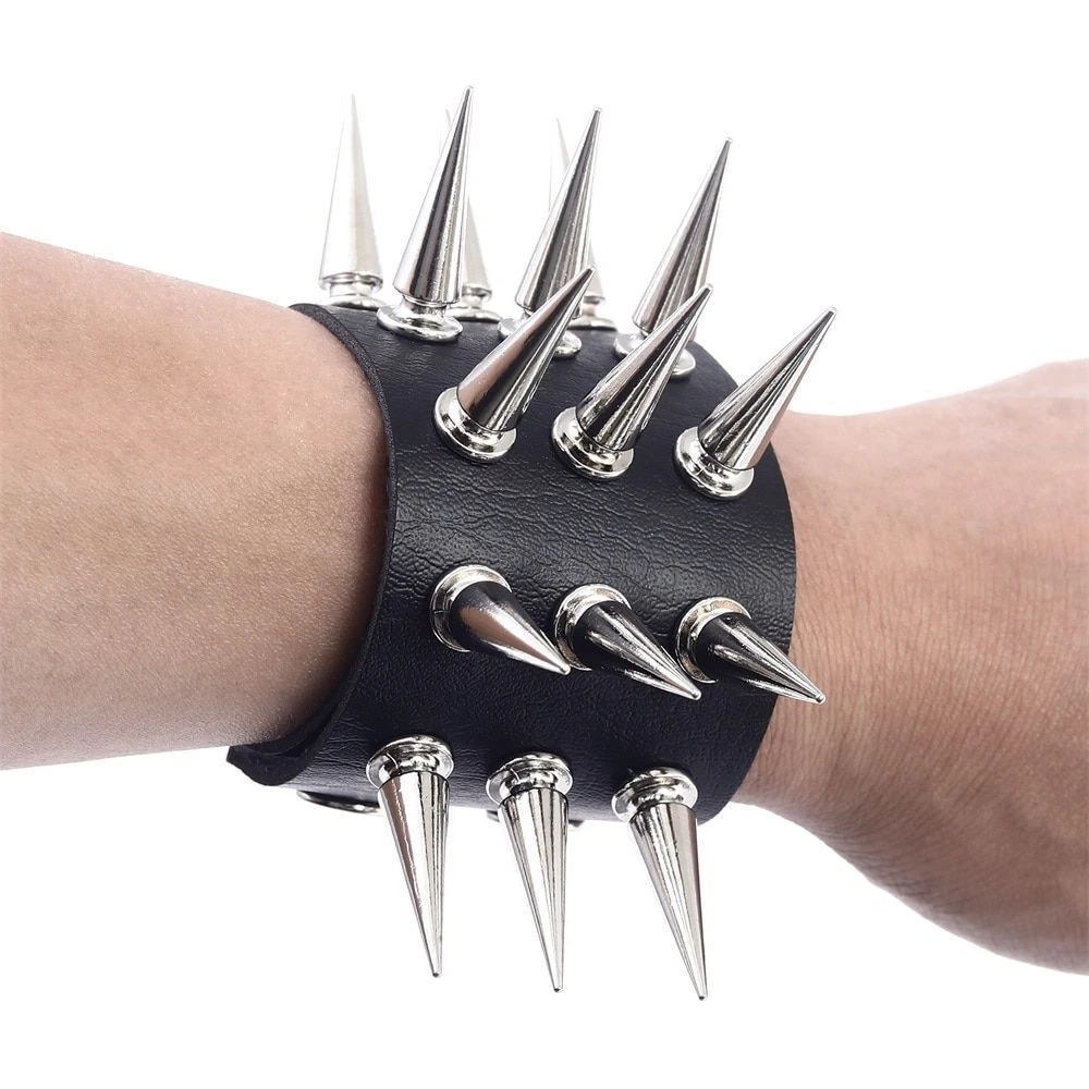 Spiked Bracelet Cuffs Studded Armband Women Punk Rock Metal