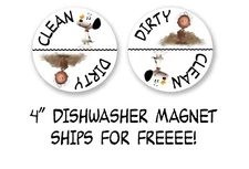 Adorable Peanuts Snoopy & Pigpen 4" Clean & Dirty Dishwasher Magnet - Ships Free
