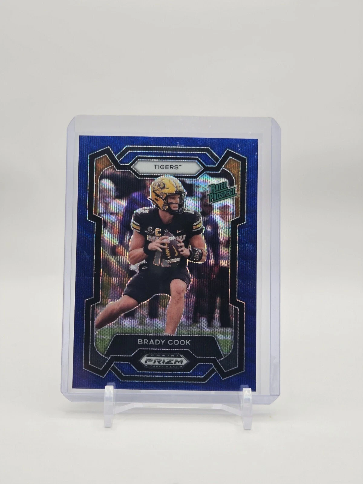 Brady Cook 2024 Panini Prizm Draft Picks Blue Wave 216/249 #187, Mizzou