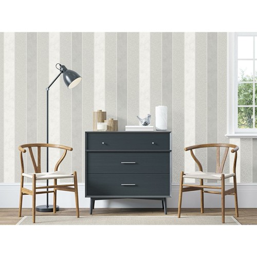 Arthouse Calico Stripe Neutral Wallpaper 921303 - Textured Metallic Glitter - Picture 5 of 5