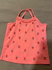 land's end little girls pink strawberry tankini top size 4 new without tag