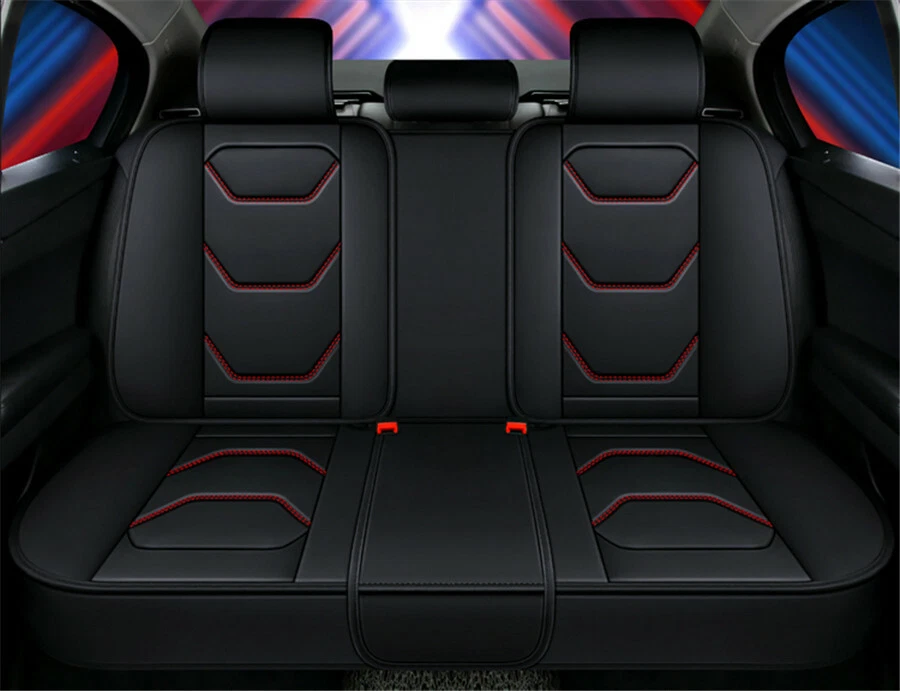 PU Leather 5-Seats Car Seat Covers Full Surround Front+Rear All Seasons Cushions - Image 3 of 4