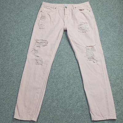 Lala-Berlin Boyfriend 7/8 Jeans Size 31 Pink Crop Ankle BRUNA Ripped Destroyed