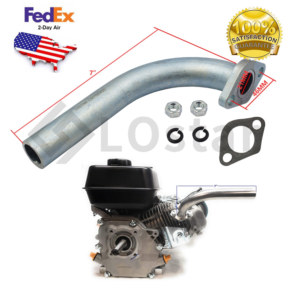 Exhaust Pipe Fits Predator 212cc Honda GX160 GX200 Go Kart &amp; Mini 