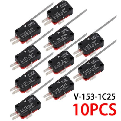 10PCS Limit Micro Switch Long Straight Hinge Lever Type SPDT 15A V-153-1C25