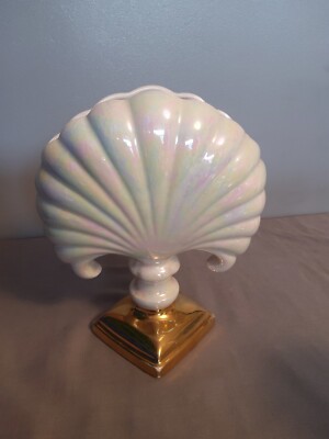 Crown Devon Art Deco - Hollywood Regency Moderne - irisierende Federfächer Vase