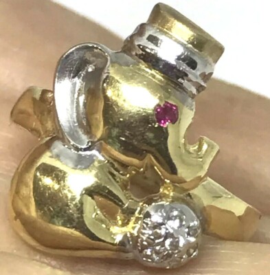 Sale GOLD Elephant Good luck lucky Ring 14k solid  size  7.5 5 6 7 8  9