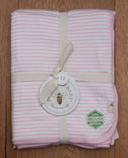 Burt's Bees Baby Stroller Blanket  Pink  White  Striped 