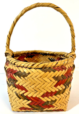 Vintage Mississippi Choctaw Indian Rivercane Handled Basket
