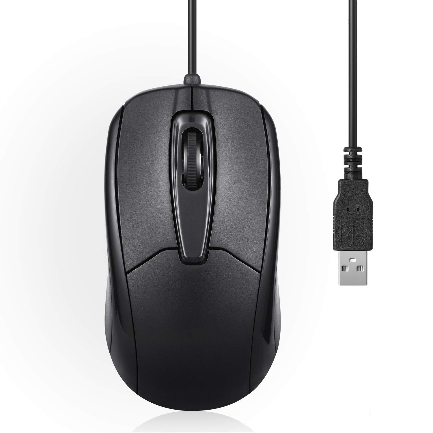 PERIMICE-209 3-Button USB Wired Optical Mouse with 1000 DPI and 5.9 Ft Cable