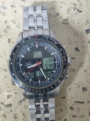 Men s Adi Diver-Watch 50M ,  Ana/Digi Stainless Steel, 47mm Used